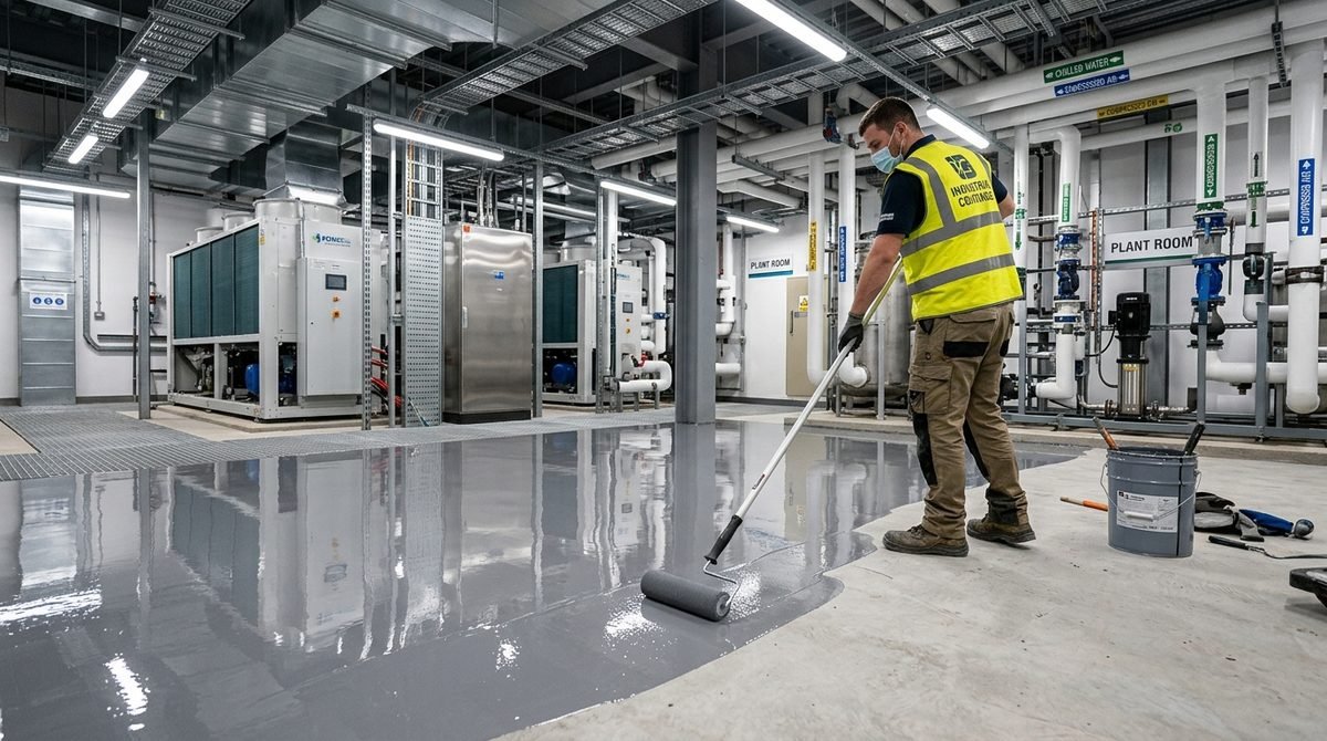 Plant Room Heavy-Duty Self-Leveling Epoxy Flooring & Moisture Vapor Emission Test (SSPC-SP 13)