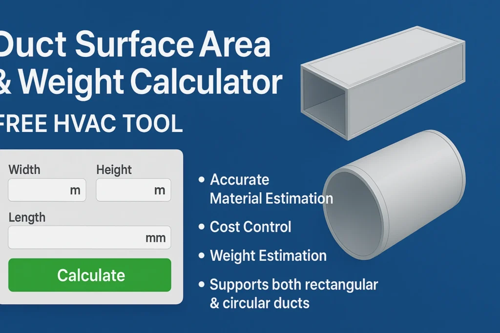 Duct Surface Area & Weight Calculator – Online Tool