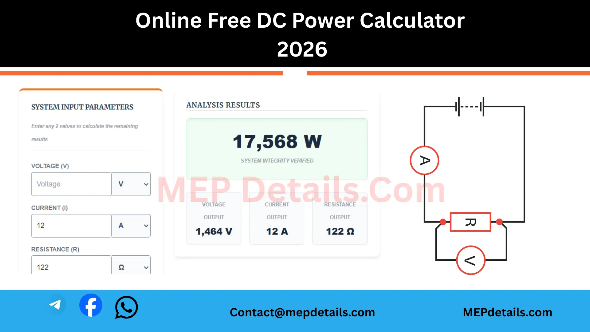 Online Free DC Power Calculator Tool  -2026