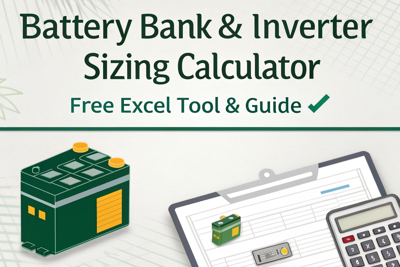 Battery Bank & Inverter Sizing Calculator – Free Excel Tool & Guide