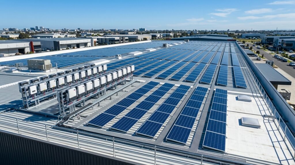 Commercial Rooftop Solar PV System Sizing, MPPT Inverter Matching & Grid Synchronization